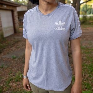 Adidas Womens 3 Stripes Gray T-Shirt